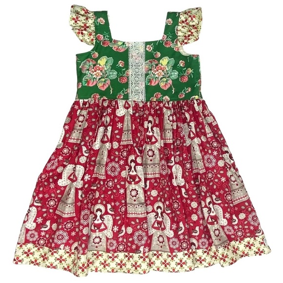 MOMI Boutique Girls Floral Angel Multicolor Dress, Flutter Sleeves, EUC, Size 8 - Picture 1 of 13
